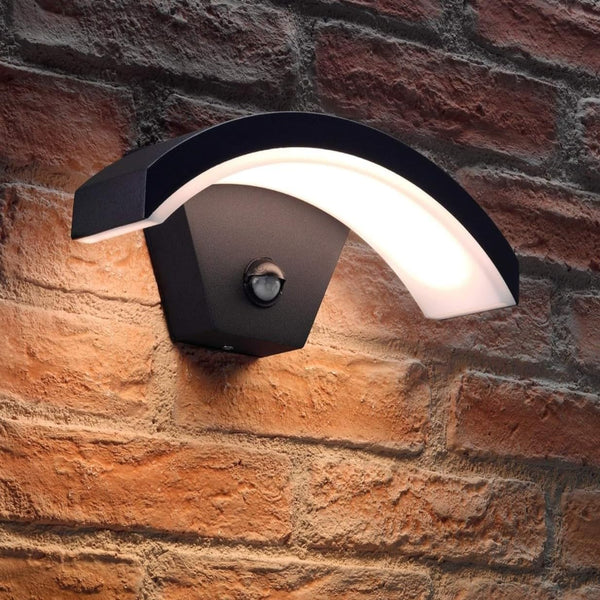 Integrated LED PIR Outdoor Wall Light – Black Arch Design