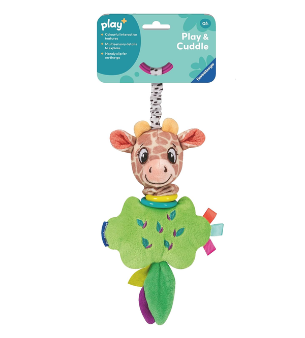 Ravensburger Play+ Pull & Wiggle Giraffe Sensory Toy with Clip for 0–6 Months