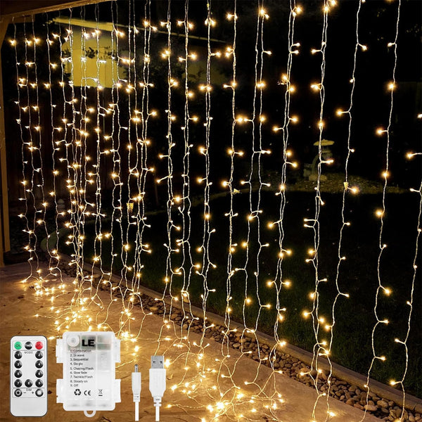 Lepro 3x3M 300 LED Curtain Fairy Lights with Remote