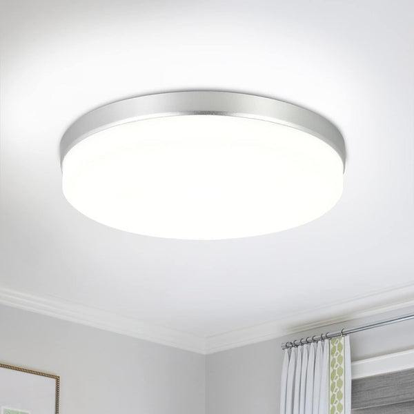 36W LED Ceiling Light, 4000K Natural White, 3240LM, 9.06" Round Silver Flush Mount for Kitchen, Hallway, Bedroom, Utility Room, Laundry, Balcony, Lounge
