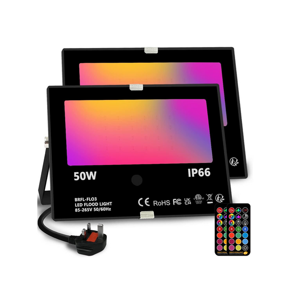 50W RGB LED Outdoor Floodlights with Remote Control