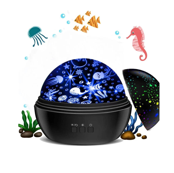 Baby Star Moon Ocean Wave Projector Light, Rotating Rechargeable Sensory Lamp