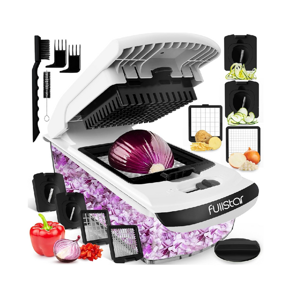 4-in-1 Manual Vegetable Chopper and Dicer – White