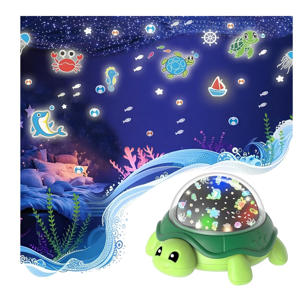 360° Rotating Ocean Star Projector Night Light for Kids with Films and 10 Modes