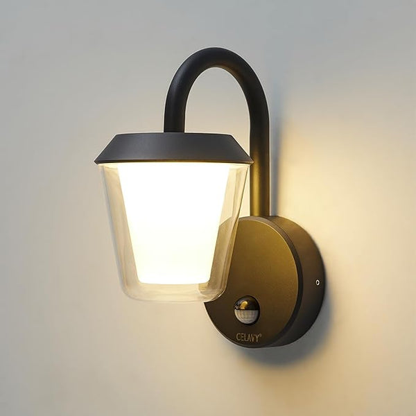 "Anthracite PIR Outdoor Wall Light – IP65 Waterproof LED Exterior Sconce with Motion Sensor, Mains Powered Modern Wall Lamp for Porch, Front Door, or House"