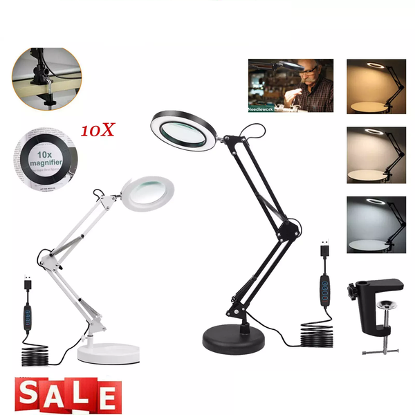 10X Magnifying Glass Desk Light Magnifier