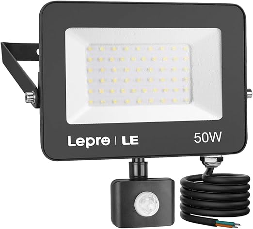 Lepro 50W Outdoor Security Light with Motion Sensor – 4200 Lumen Ultra-Thin PIR Floodlight, Super Bright & Water-Resistant for Garden, Patio, Backyard, Rooftop & More [Energy Class F]