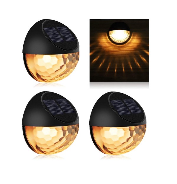 Solar Fence Lights Outdoor Warm White (4 Pack)