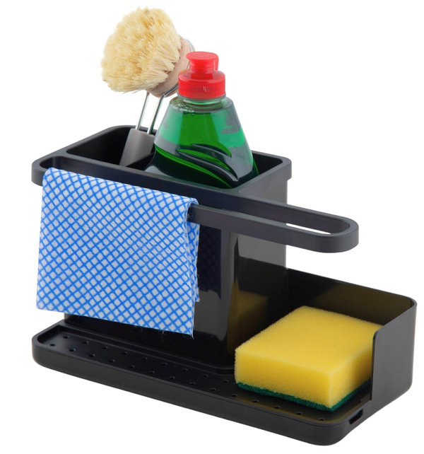 Simplywire Sink Tidy with Removable Drip Tray, Non-Slip Kitchen Caddy Black