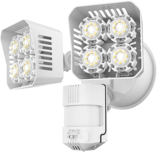 36W LED Outdoor Security Lights with Motion Sensor – 3600LM PIR Floodlight, IP65 Waterproof, Adjustable Twin Head, 5000K Daylight, Mains Powered Exterior Light for Yard, Garage, Garden [Energy