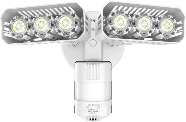 27W LED Outdoor Security Light with Motion Sensor – 2700LM Dual-Head PIR Floodlight, 5000K Daylight, IP65 Waterproof, 180° Detection Angle, 50ft Range, Mains Powered [Energy Class A]