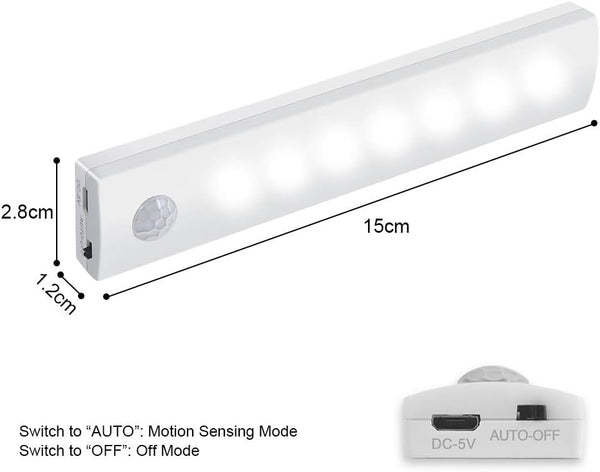 Rechargeable Motion Sensor LED Cabinet Lights, 3 Pack