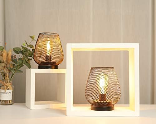JHY DESIGN Cordless LED Metal Cage Lamps - Set of 2 | Metal Vintage Edison Bulb Lighting for Indoor/Outdoor Party/ Home Decoration