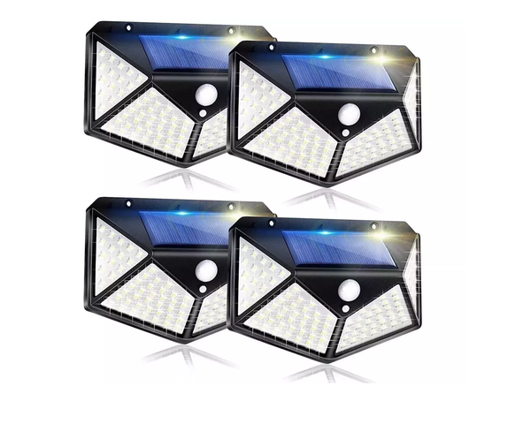 4X Solar Power PIR Motion Sensor Wall Lights 100LED