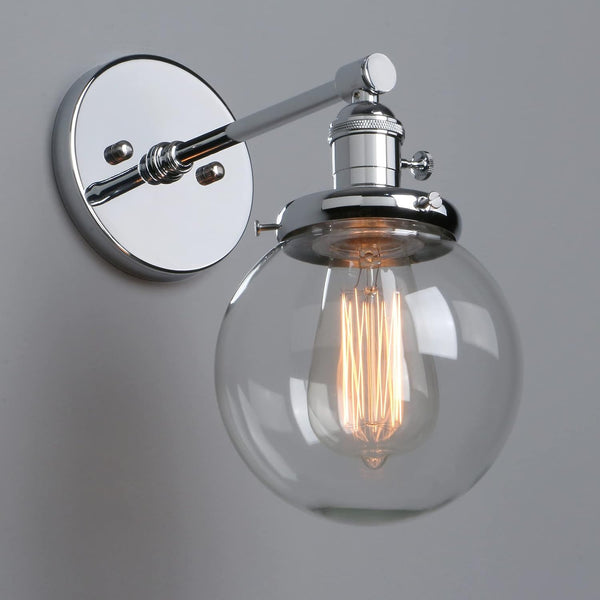 Phansthy Retro Industrial Wall Light with Glass Globe Shade