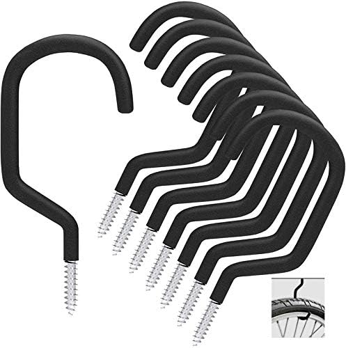 Sinoer 8-Pack Bike and Tool Storage Hooks- heavy-duty, black hangers.