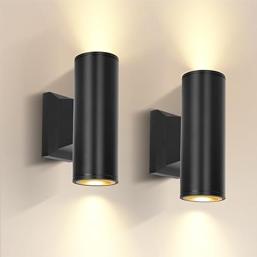2 Pack Outdoor Up and Down Wall Lights – IP65 Waterproof LED Porch Lights, Aluminium Exterior Wall Lamps for Front Door, Max 35W GU10