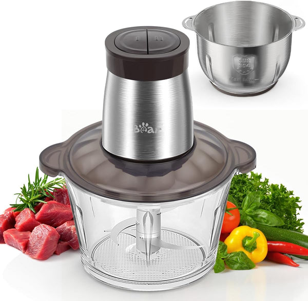 The Ultimate Food Prep Companion: Bear 2-in-1 Food Processor Slice, dice, and chop with ease using the powerful Bear 600W Electric Food Processor.