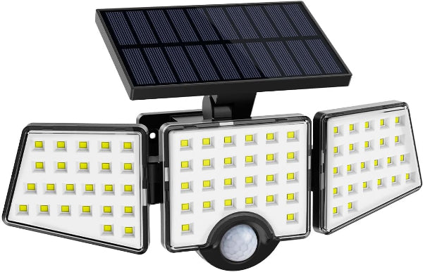 Solar Security Lights 1000LM Motion Sensor, 3 Adjustable Heads, IP65 Waterproof