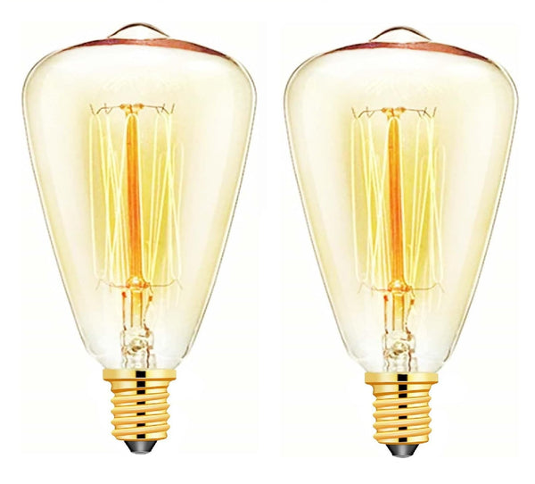2-Pack E14 40W Vintage Edison ST48 Candle Bulbs, Dimmable Warm White 2700K, Retro Filament Design for Decorative Lighting