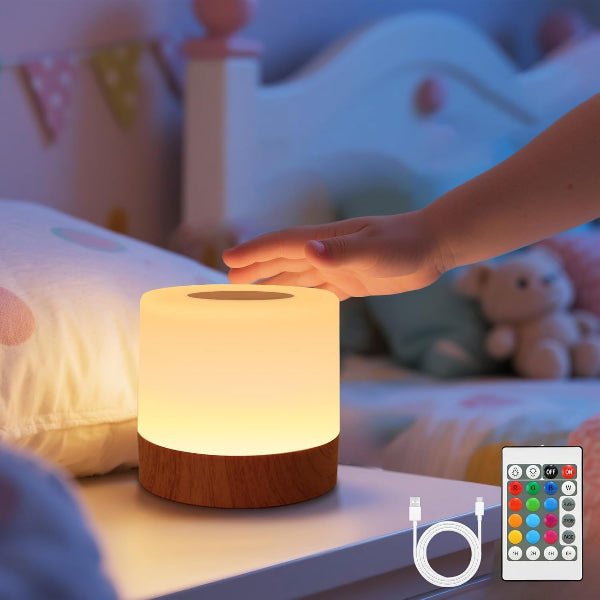 RGB Night Light LED Touch Lamp, Dimmable, Remote Control, USB Rechargeable