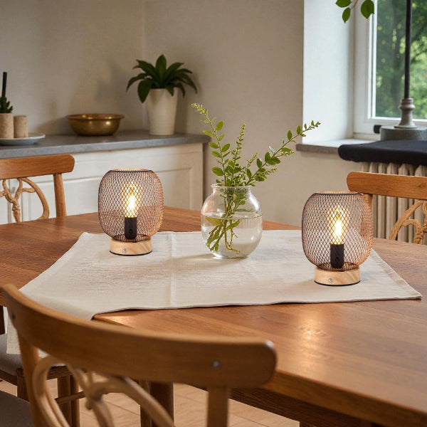 Set of 2 Dimmable Touch Bedside Lamps – 20cm Rechargeable LED Table Lamps