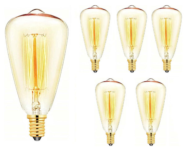 6-Pack E14 Dimmable Vintage Edison Light Bulb, ST48 Retro Filament Candle Bulbs, Warm White 2700K, Small Screw Bulb for Home Décor
