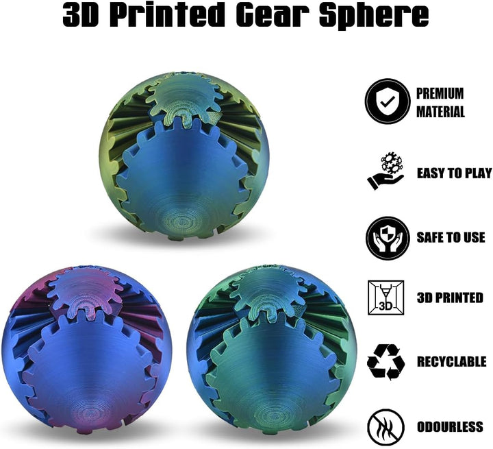 Impossible Gearsphere Fidget Toy – 3D Printed Gear Ball, Stress Relief ...
