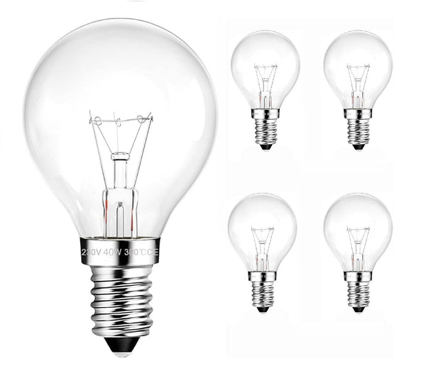 4-Pack G45 E14 Oven Bulb 40W Dimmable Incandescent Light Bulb, Warm White 2700K, E14 SES Golf Ball Bulbs for Cookers and Ovens, G45 Small Edison Screw Bulbs