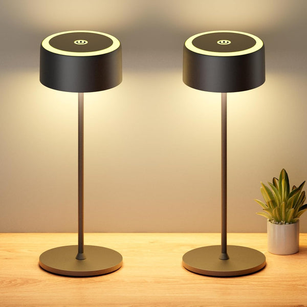 Set of 2 Rechargeable Cordless LED Table Lamps – Dimmable Touch Portable Lamps