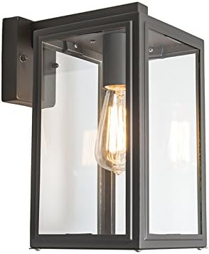 "Outdoor Industrial Wall Light – Anthracite Stainless Steel Down Wall Lamp, IP44 Weatherproof (Sutton Design), E27 Compatible for Garden or Porch"
