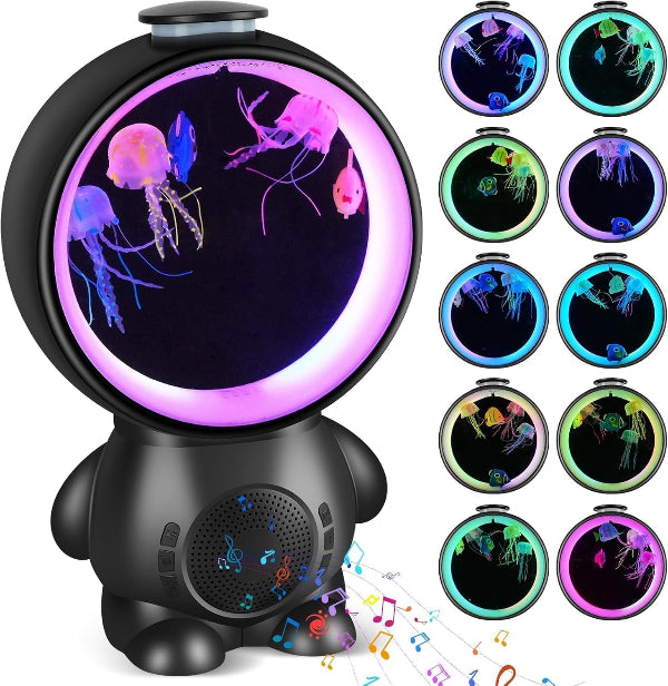 Jellyfish Mood Lamp with 10 Lights & 14 Soothing Sounds, Adjustable Flow