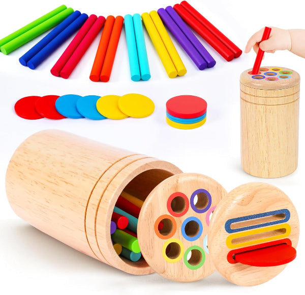 Montessori Wooden Color Sorting Toy for Toddlers Ages 1–3, Travel Gift