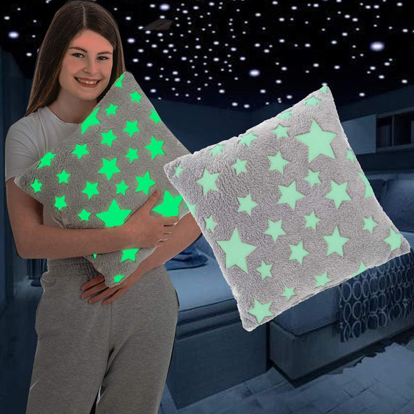 Fineway Glow-in-the-Dark Moon Unicorn Pillow- Super Soft Plushy Fleece & Fur Cushion