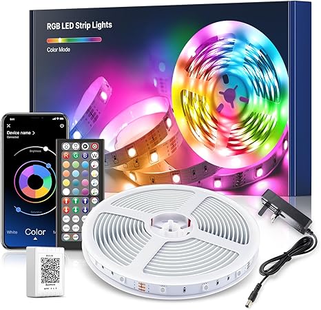LED Strip Lights 10M – APP Controlled Color Changing RGB Light Strips with Remote, Music Sync & Built-In Mic for Bedroom and Home Decoration