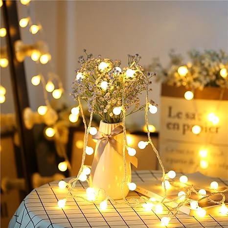 Globe Fairy String Lights, 15M 100-LED Remote-Controlled String Lights with USB or Battery Power & 8 Lighting Modes for Indoor and Outdoor Décor