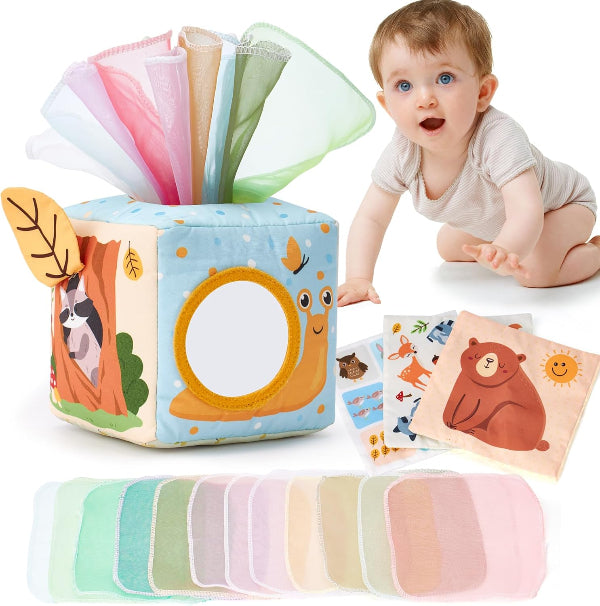 Baby Tissue Box Toy, Sensory Play for 6–12 Month Olds, Christmas & Shower Gift