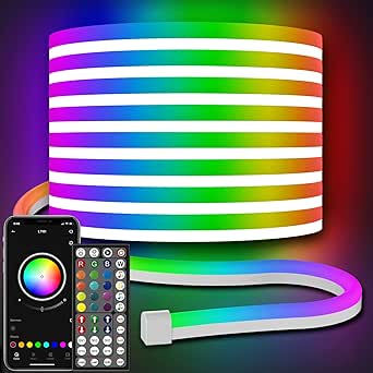 LED Neon Rope Lights 10M – Flexible RGB Neon Strip with App & Remote Control, Music Sync Modes, Gaming and Bedroom Indoor Lighting