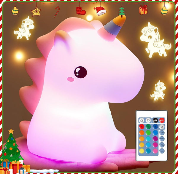 Unicorn Night Light for Kids, Baby Night Lamp with 16 Colors+Remote, Battery Operated Night Light, Cute Girls Room Decor, Perfect Unicorn Gifts for Girls Bedroom
