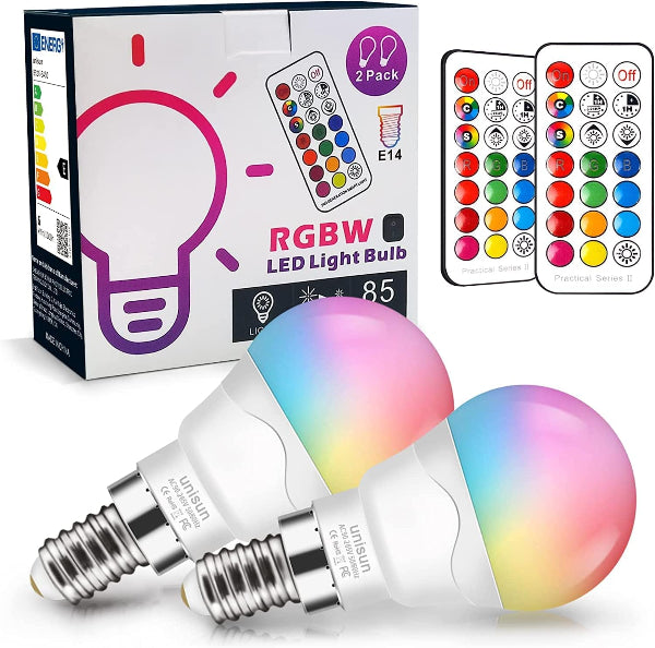 E14 LED RGB Colour-Changing Bulb 6W, Dimmable Mood Light for Home, Bar & Party