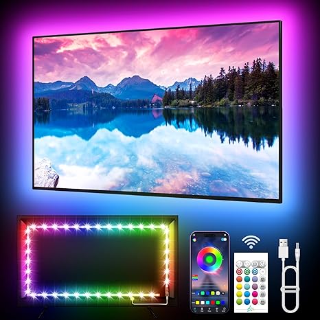 TV LED Backlight Strip, 3m RGB Lights for 32–45" TVs with Remote, Music Sync & Bluetooth App Control