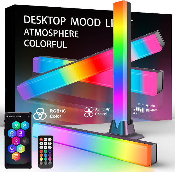 2PCS Gaming Ambiance Light Bars with Music Sync for TV, PC Setup & Room Décor