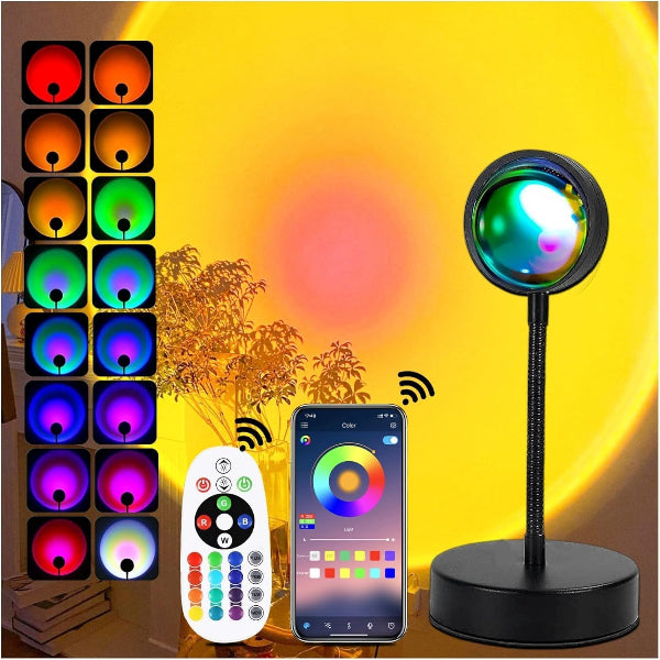 Sunset LED Lamp, 16 Colors, APP Control, 360° Rotation, Night Light for Bedroom