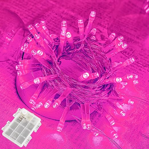 LED Fairy Lights Battery with Timer, 3M 30LED Pink Valentine's Day Fairy Lights, IP65 Waterproof String Lights for Outdoor/Indoor, Garden Party, Window, Valentine's Day Dress Up [Energy Class G]