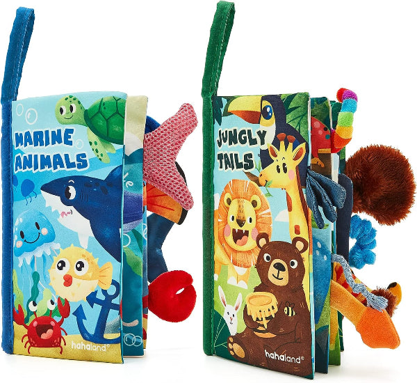 2 Pcs Baby Sensory Soft Books for 0–6 Months with Squeaker and Crinkle Paper
