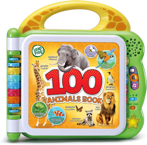 100 Animals Baby Book with Sounds and Words, Educational Bilingual Toy for Kids