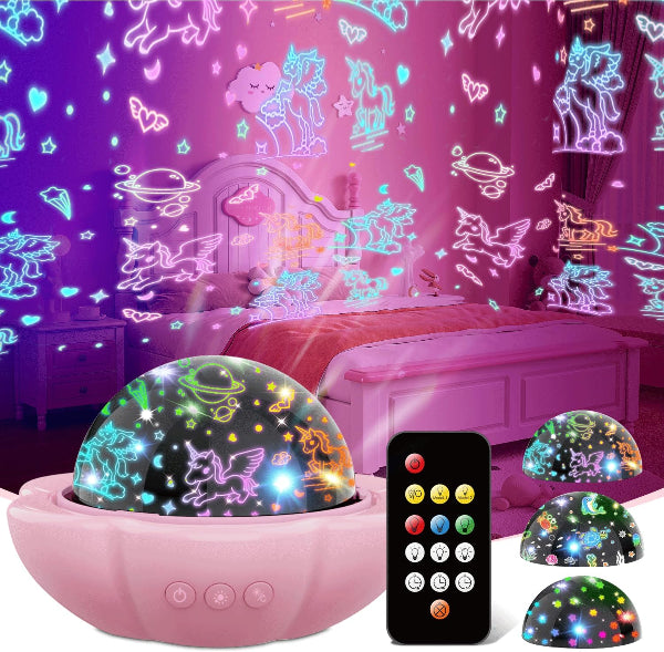 Unicorn Night Light for Kids, 360° Rotating Star Projector with Multi Colors
