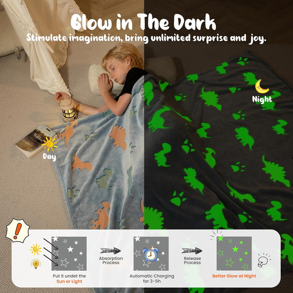 Wintertime Glow-in-the-Dark Blanket- Cozy Flannel Fleece Throw for Kids