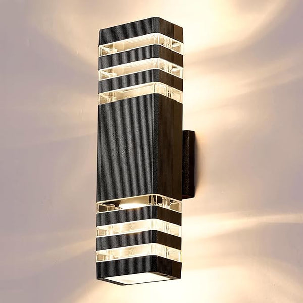 "33cm Modern Outdoor Up & Down Wall Light – Mains Powered IP67 Waterproof LED GU10 Exterior Lamp for Front Door, Porch, or Garage"