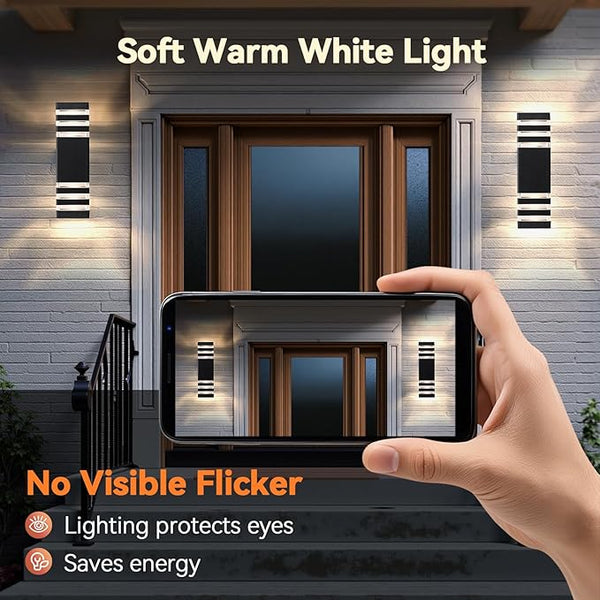 "Modern Grey Up & Down Outdoor Wall Light – Mains Powered Aluminium IP65 Waterproof Sconce with GU10 Fitting for Front Door, Porch, or House Exterior [Energy Class F]"